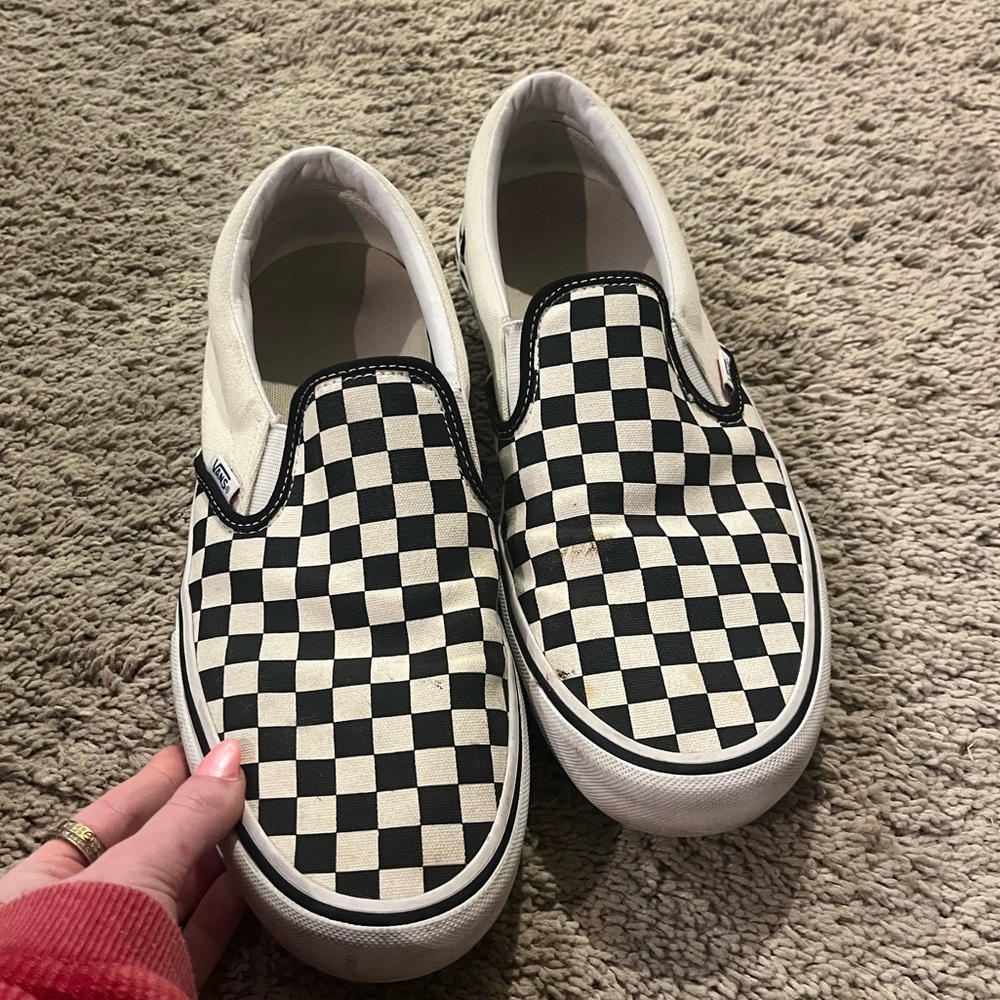Vans checkered slip ons